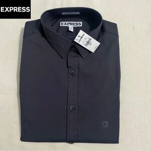 Express Men’s Fitted Gray With Polka Dots Dress Shirt | Size S